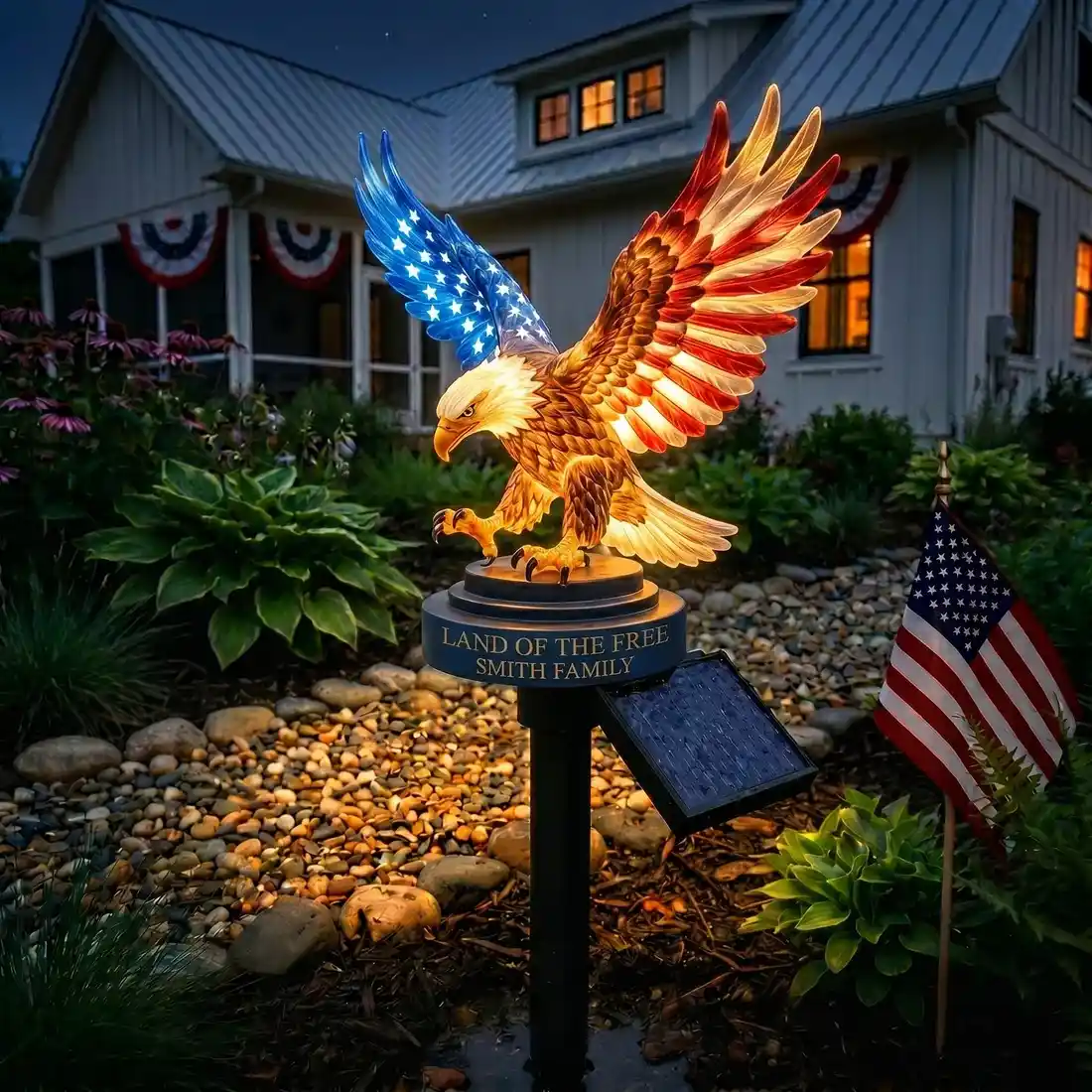 Personalized Solar Eagle Garden Light American Freedom Tribute